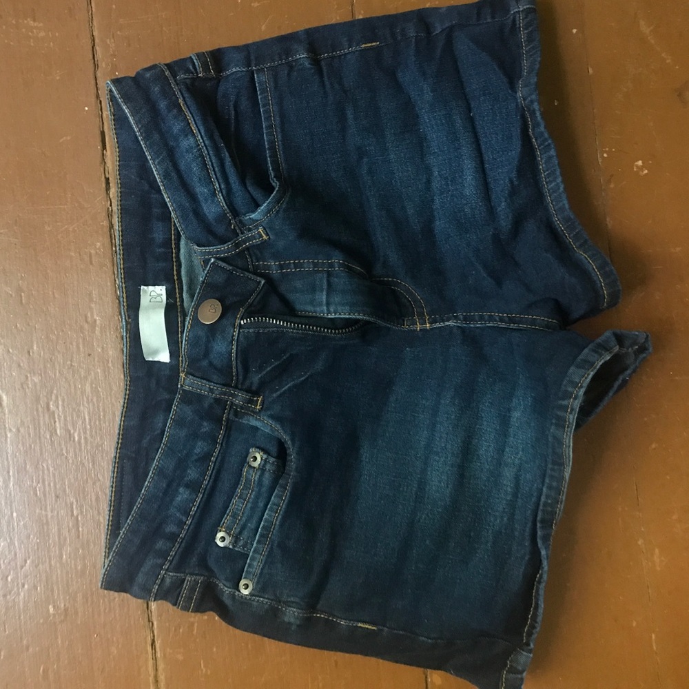Hi rise BP short shorts- dark wash with stretch!